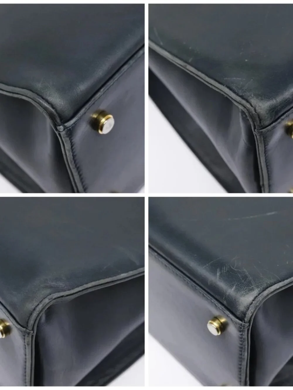 Salvatore Ferragamo Gancini Tote Bag Leather Black Gold Auth 90254